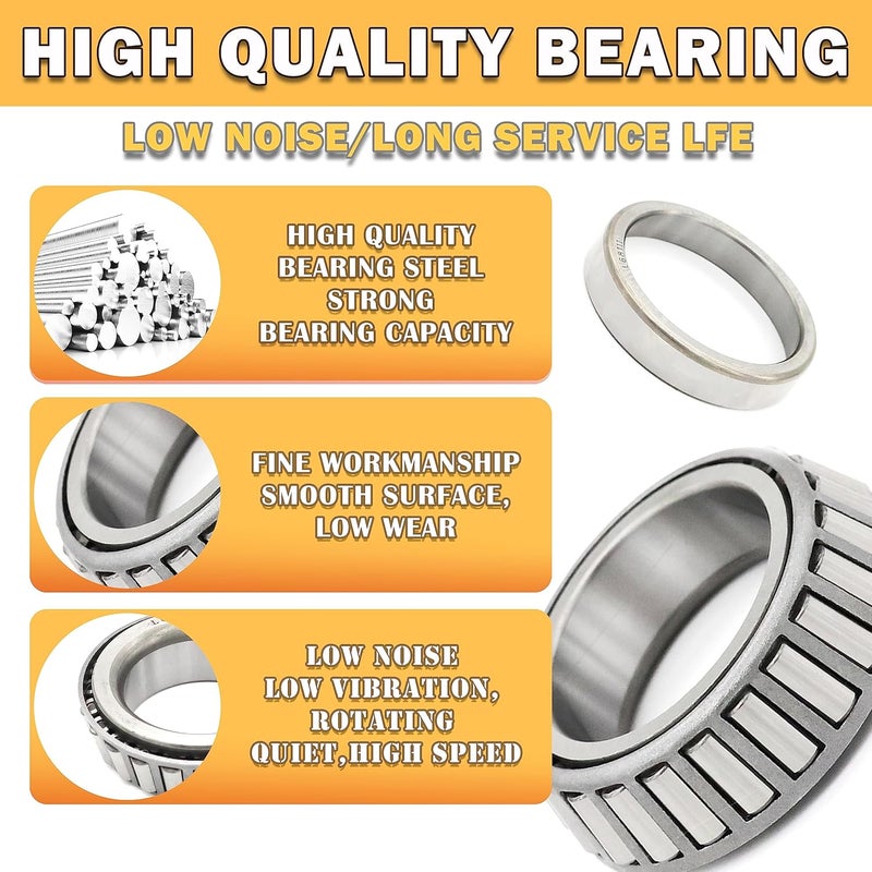 TiciKim 2 Sets 3500 LB Boat Trailer Axle Bearing Kits L68149 L44649 Bearing Kits, 171255TB Grease Seals, Spindle Nuts, 1.98" Trailer Dust Caps and Rubber Plugs, Cotter Pins, Washers for 3500 LB #84 Spindle - Image 3